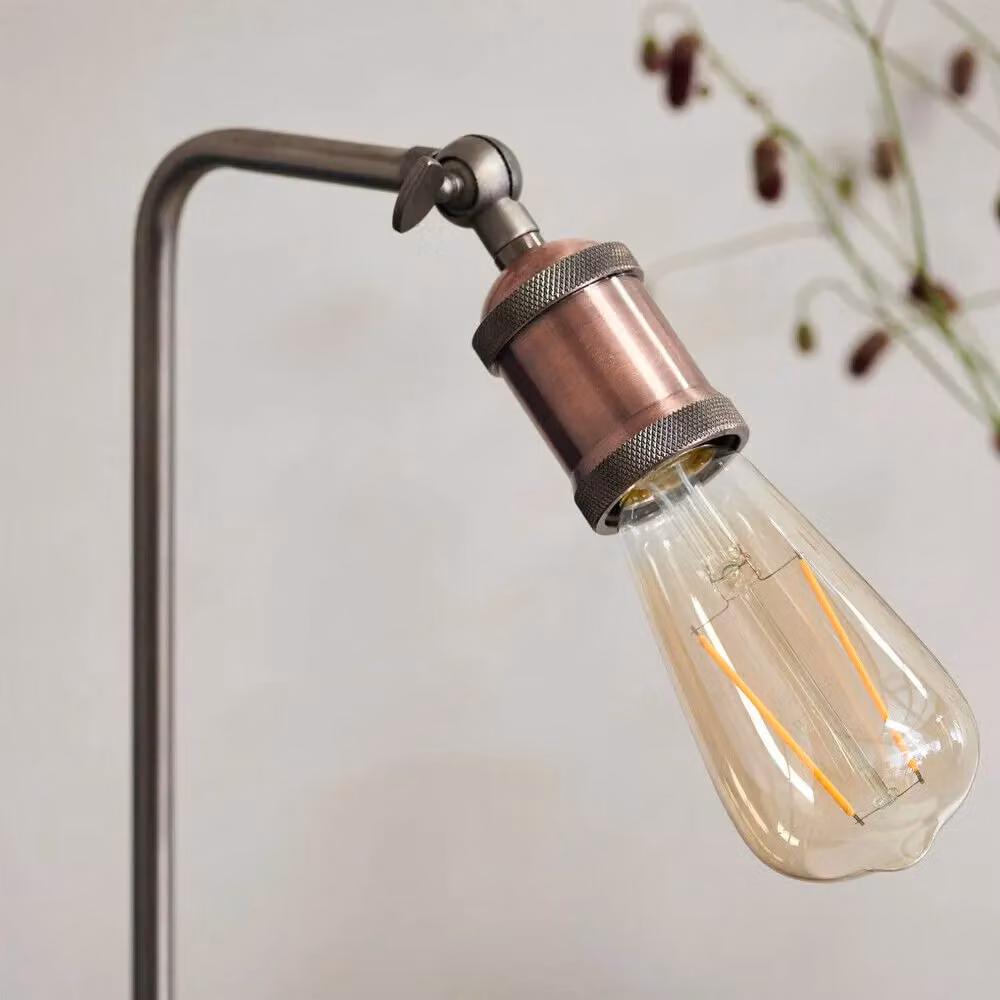 Loops 2 Pack Modern Industrial Adjustable Table Lamp in Aged Copper and Pewter – 2