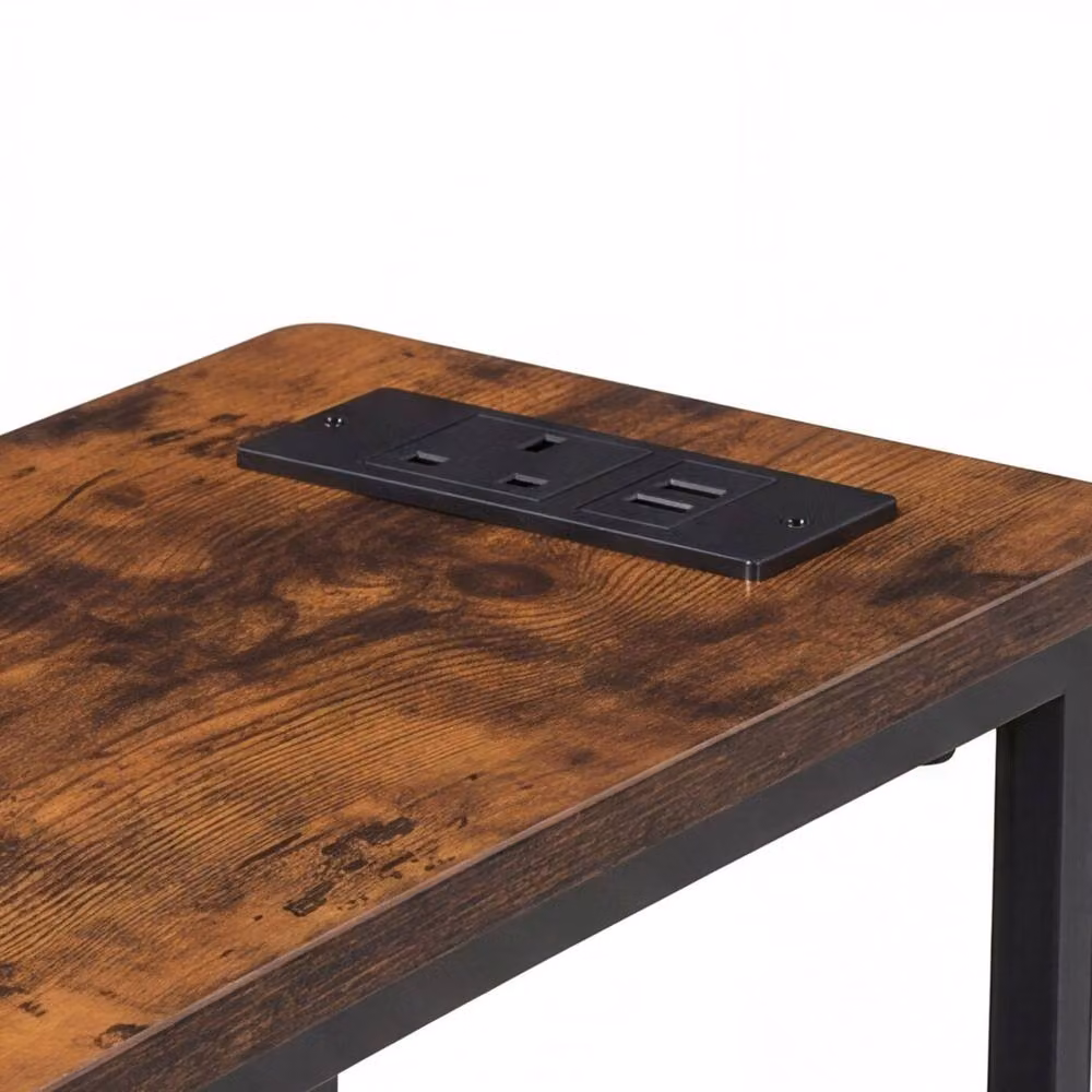 Levede Modern Brown Wood Bedside Table with Integrated LED Lighting and 3 Fabric Drawers – 3