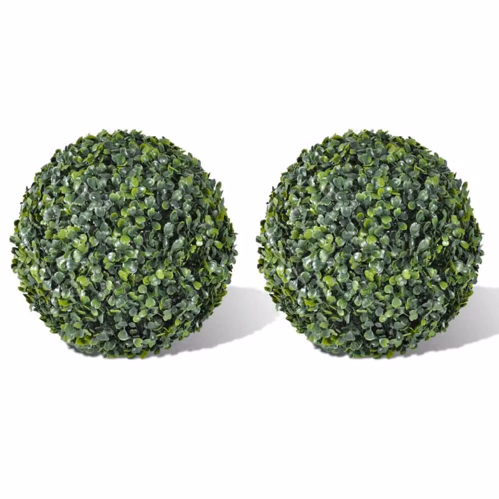 Berkfield Home Lush Boxwood Ball Artificial Leaf Topiary, 2 Pack, Green, Diameter: 35 cm – 2
