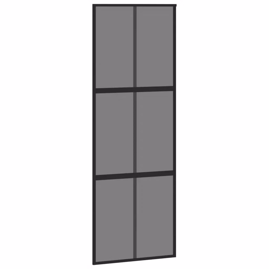 Berkfield Home Modern Black Sliding Door with Transparent Tempered Glass and Aluminium, W: 76 cm, H: 205 cm – 2