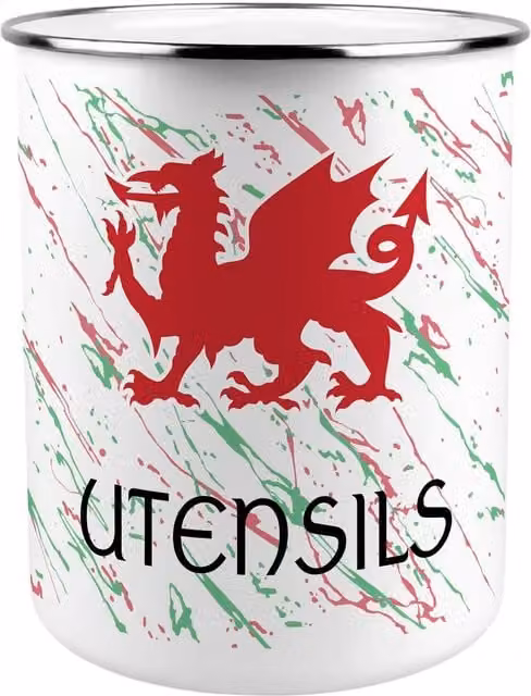 Purely Home Welsh Dragon Kitchen Utensil Holder in Red, Green and White