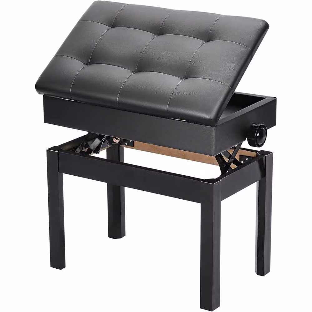 EONLION Height Adjustable Piano Stool in Black with Synthetic Leather Upholstery – 5