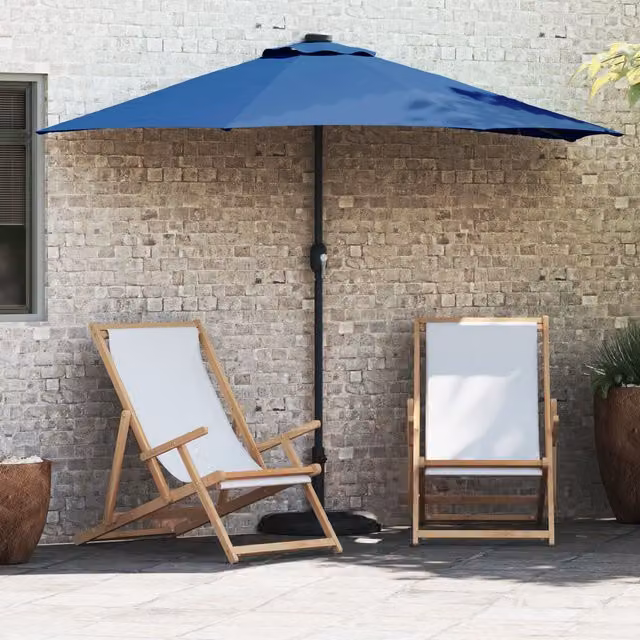 Berkfield Home Large Blue Polyester and Aluminium Garden Parasol – 1
