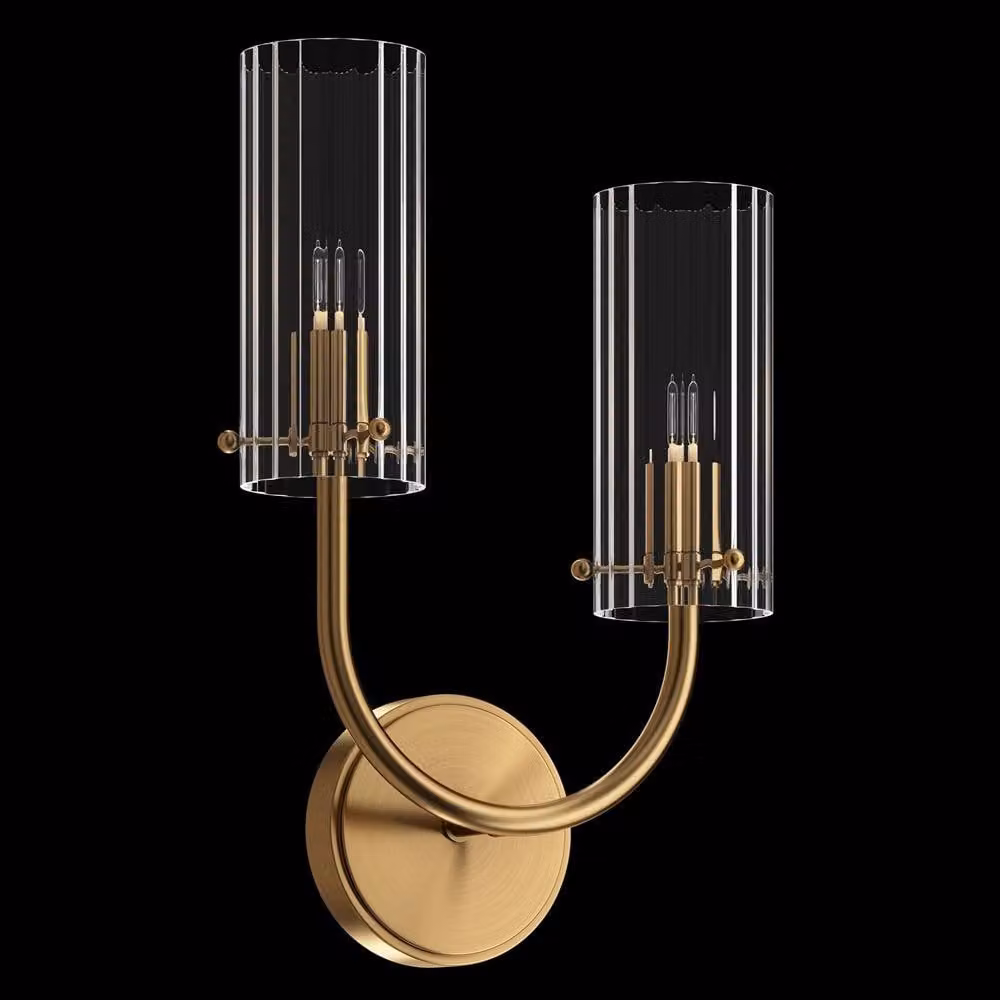 Netlighting Arco Neoclassic Wall Lamp with Gold Brass and Transparent Glass Shade – 2