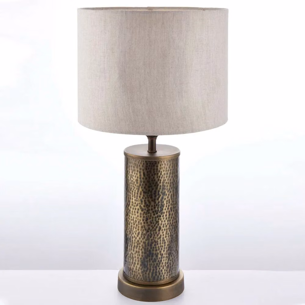 Loops 2 Pack Hammered Bronze Table Lamps with White Fabric Shades – 2