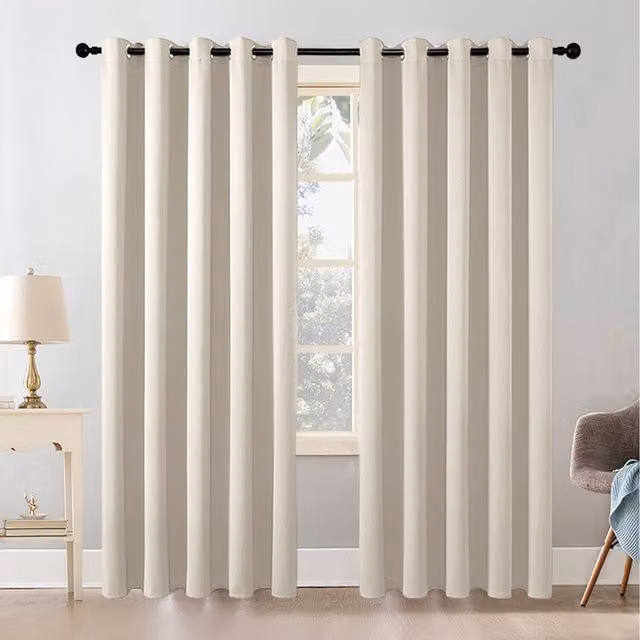 Garden Sanctuary Beige Blackout Curtains, Pair of Plain Polyester Eyelet Fabric Panels, Height: 229 cm, Width: 168 cm