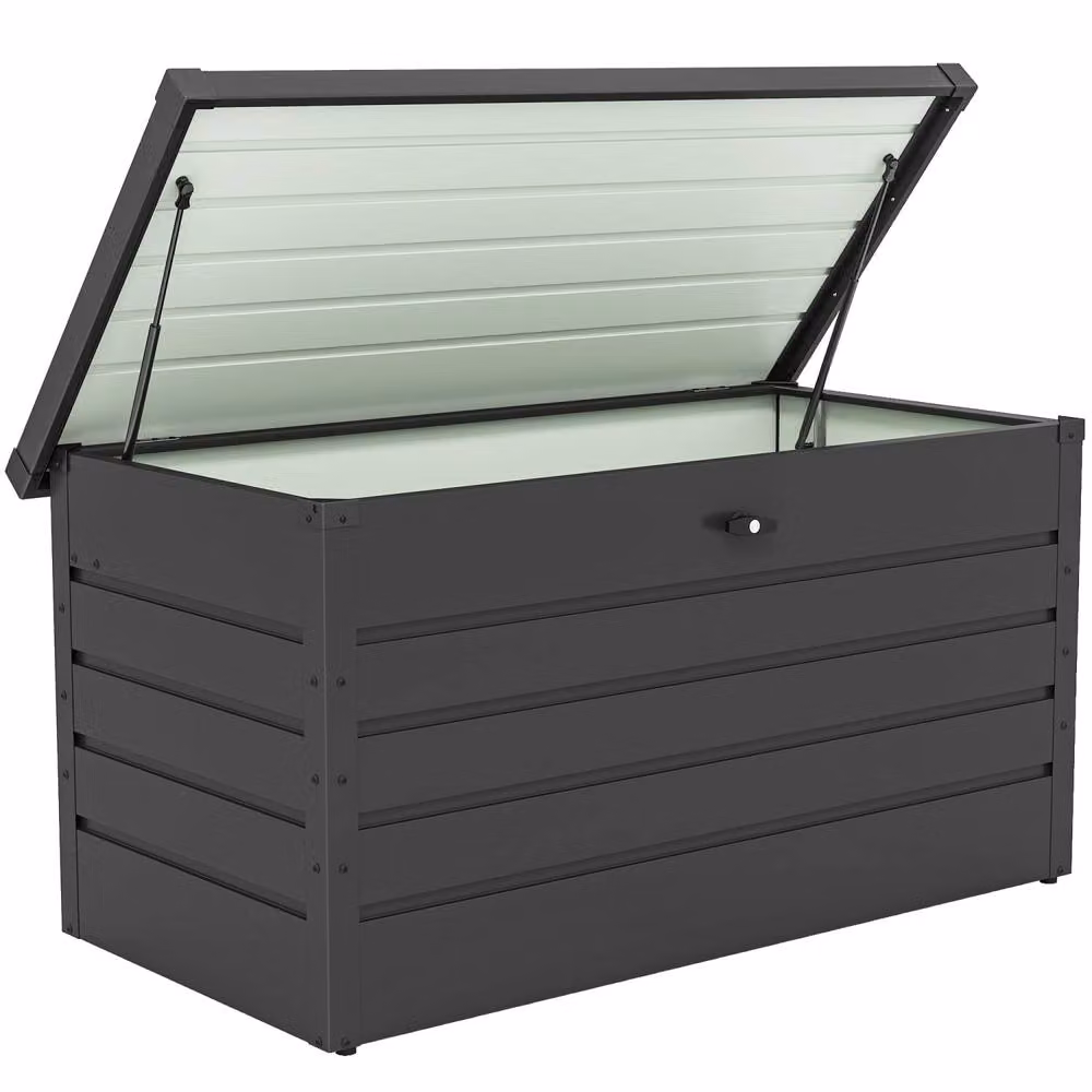 Wyld Haus Ronamo Dark Grey Galvanised Steel Garden Storage Box W: 120 cm, D: 62 cm, H: 62 cm – 3