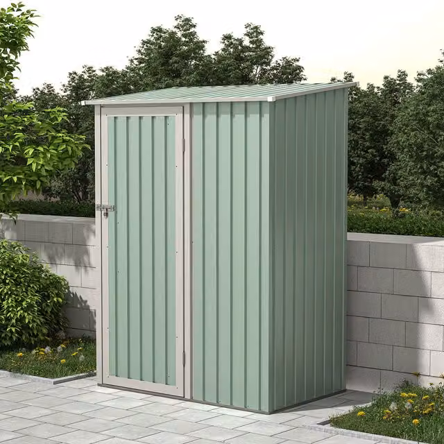 Charles Bentley Metal Storage Shed with Single Door in Green