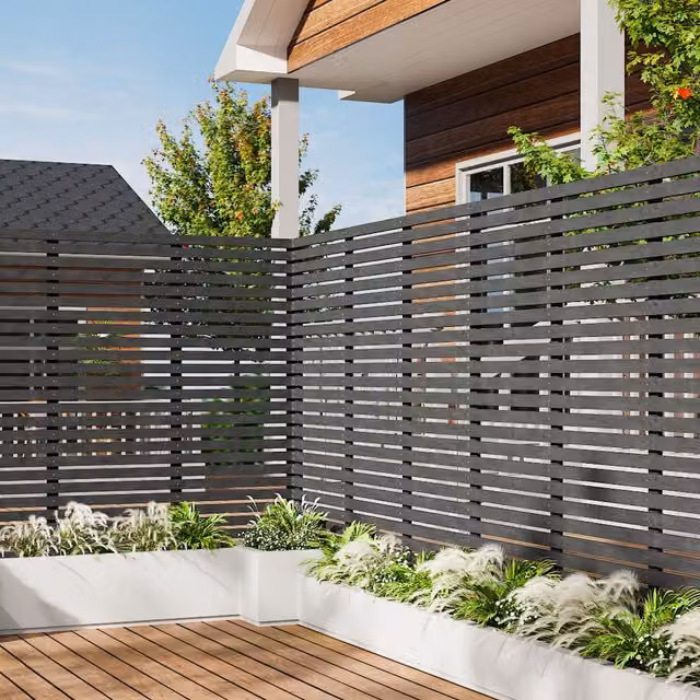 Livingandhome Single Wood Outdoor Fence Gate Panel in Grey, W: 150 cm, H: 180 cm
