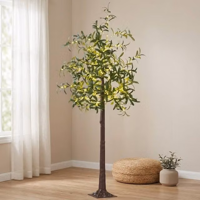 STILVORA 180cm Artificial Green Olive Tree with 300 LED Lights – 1