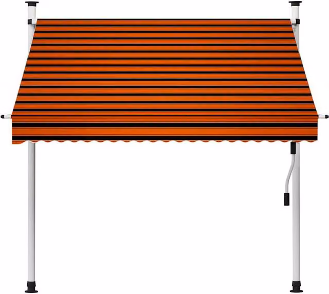 Berkfield Home Manual Retractable Striped Awning in Orange and Brown, Width: 200 cm – 1
