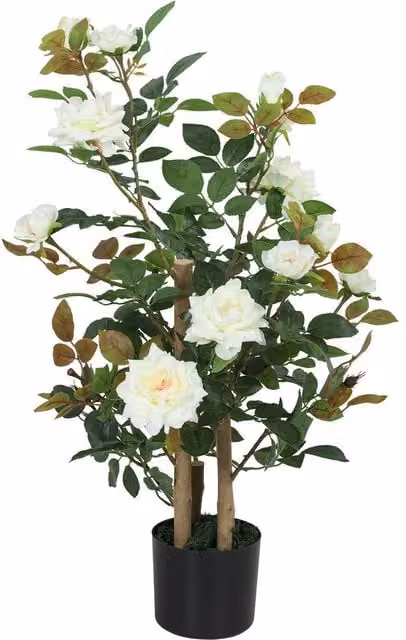 HOMCOM White Artificial Rose Tree with 344 Silk Leaves and 17 Flowers, Height: 90 cm