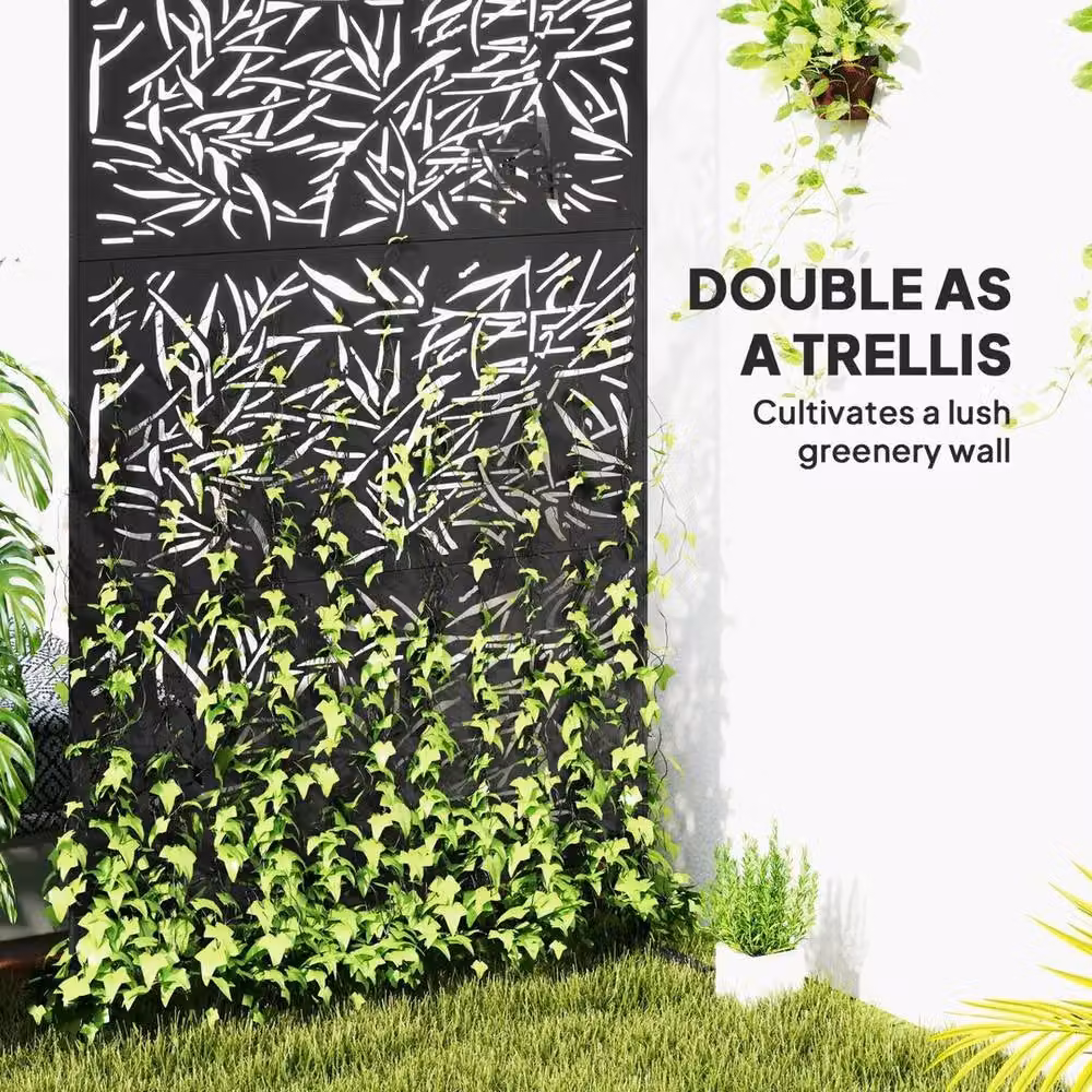 Kelvenix Decorative Steel Garden Privacy Screen in Black, W/H: 120 x 198.12 cm – 4