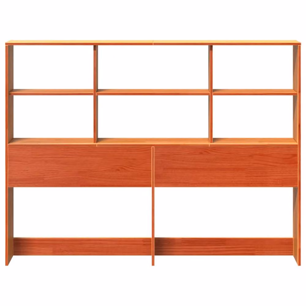 Berkfield Home Solid Wood Pine Headboard with Integrated Storage Shelf in Wax Brown, H: 146 cm, W: 110 cm, D: 23 cm – 3