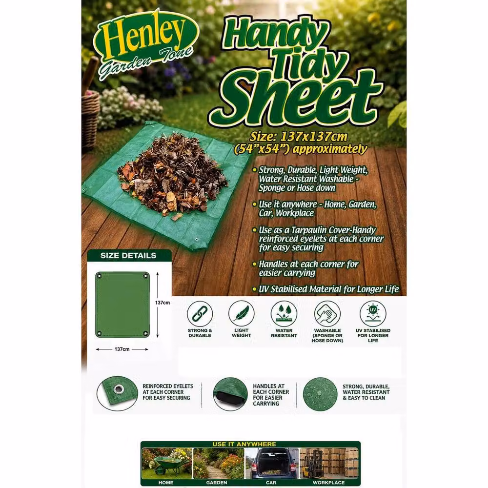 FLAVORA Heavy Duty Multi-Purpose Tarpaulin Sheet, Green, W/D: 137 x 137 cm – 3