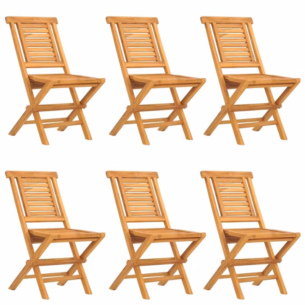 Berkfield Home Set of 6 Folding Garden Chairs in Brown Solid Teak Wood, W/D/H: 47 x 47 x 90 cm – 2