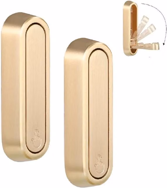 FLAVORA Gold Metal Folding Wall Mounted Clothes Hanger Set of 2, Width: 50 cm
