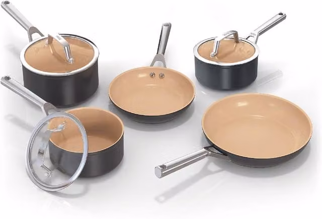 Ninja Extended Life Ceramic 5-Piece Frying Pan and Saucepan Set CW95005EUI in Grey