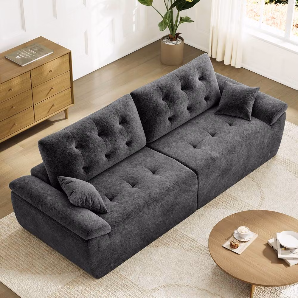 Dprodo 4 Seater Modular Chenille Sofa in Grey, 275 cm Width – 6