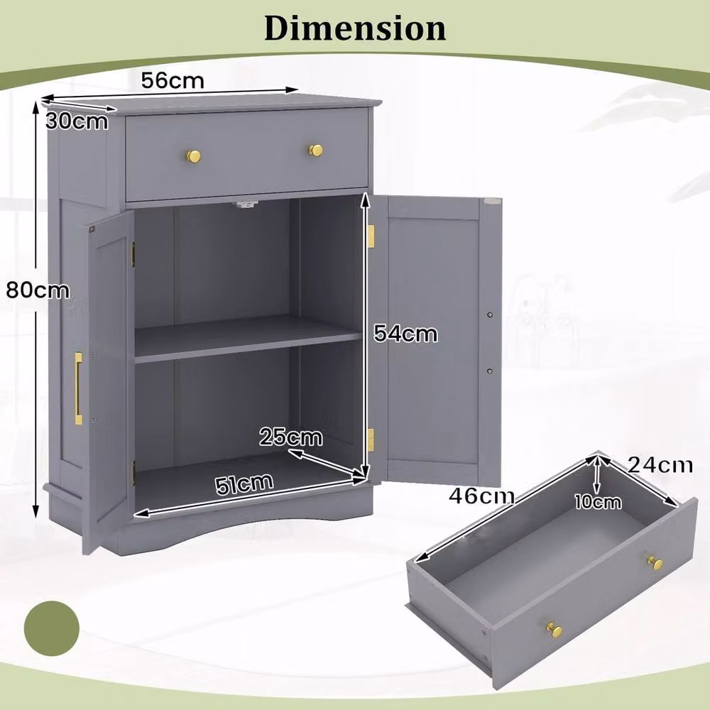 Havendro Modern Grey Metal Floor Storage Cabinet and Buffet Sideboard – 2