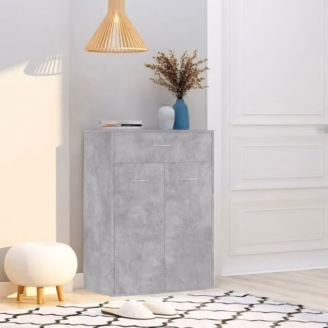 Berkfield Home Modern Shoe Cabinet in Concrete Grey, W/D/H: 60 x 35 x 84 cm – 1