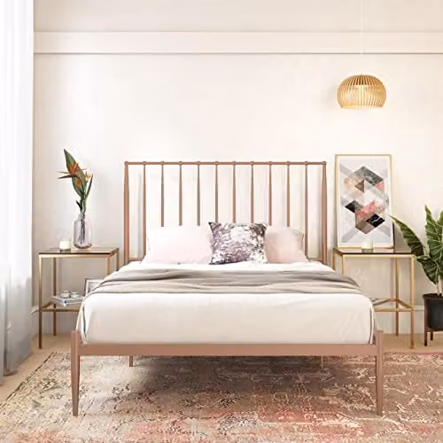 DHP Furniture Giulia Modern Metal Double Bed in Pink, W/D/H: 140 x 200 x 158.8 cm – 2