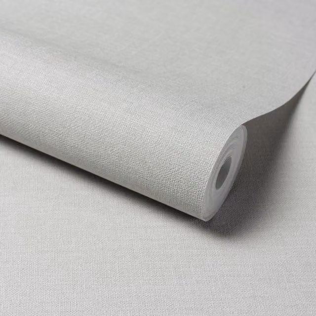 Grandeco Linen Effect Textured Fabric Wallpaper in Grey