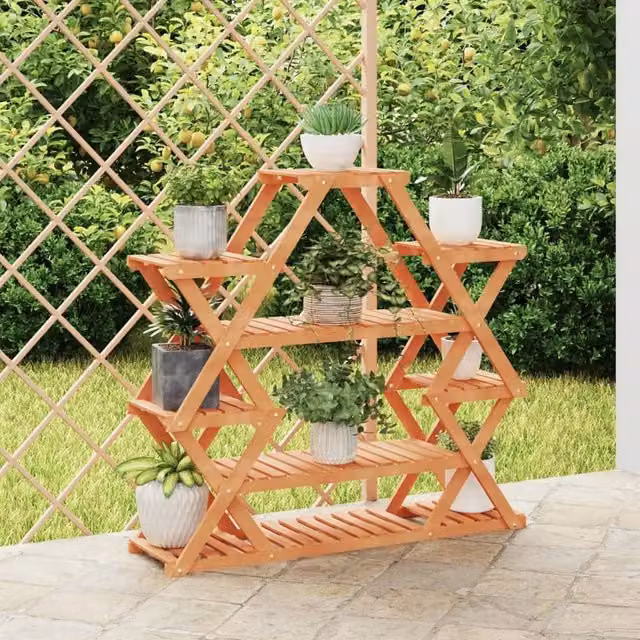 Berkfield Home Retro Solid Wood Flower Stand in Brown, W/D/H: 110 x 25 x 105 cm