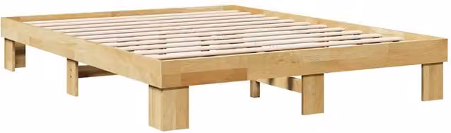 Berkfield Home Beautiful Solid Wood Oak Bed Frame in Brown, W/D/H: 140 x 190 cm