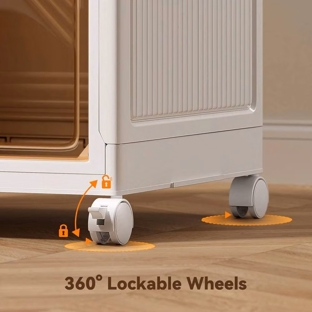 SPETLEK 4 Tier Folding and Stackable Plastic Storage Box in White – 3