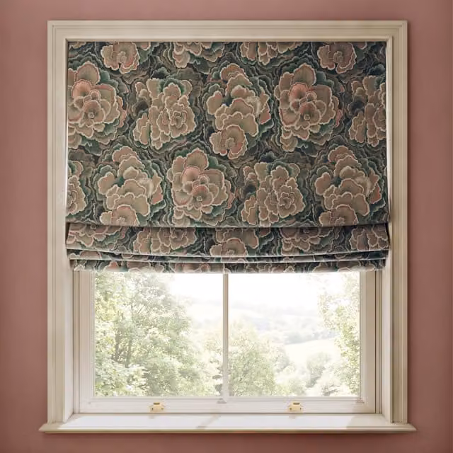 House of Hackney Trametes Velvet Blind in Hosta Green Floral Pattern