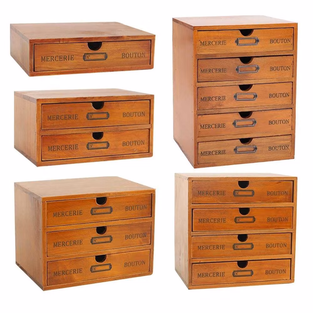 Kelvenix 5-Layer Desktop Storage Box with Drawers, Brown – 3