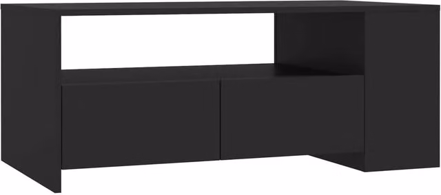 Berkfield Home Modern Black Rectangular Coffee Table in Engineered Wood, W/D/H: 102 x 55 x 42 cm