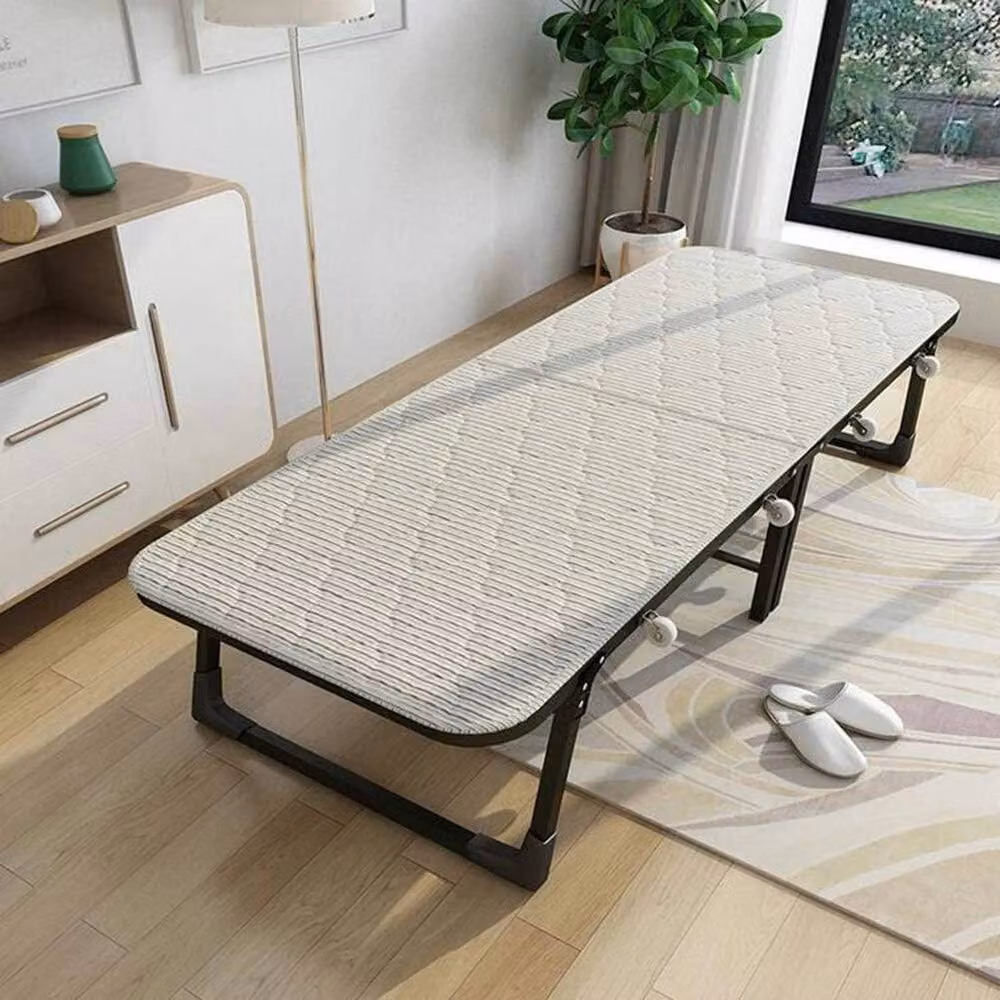 KORVIXA Single 2-Fold Portable Folding Bed with Wheels in White – 2