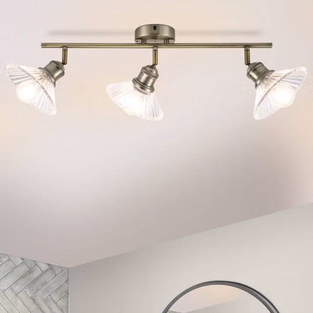 COSYLYTE Milan 3 Light Glass Bar Spotlight for Bathroom in Brass