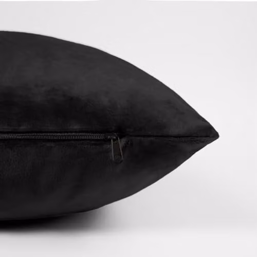 OHS Set of 4 Black Matte Velvet Square Cushion Covers and Filled Pads, W/D/H: 45 x 45 x 45 cm – 2