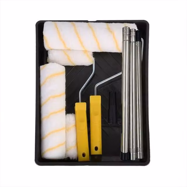 Havendro 11 Piece Painting Set with Roller, Tray, Brush and Sleeves in Yellow, White and Multicolour