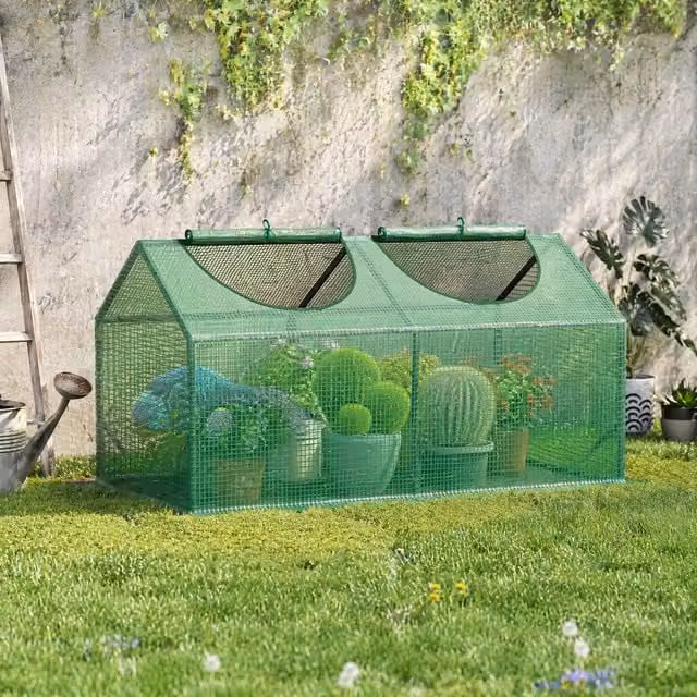 STILVORA Mini Greenhouse with Roll-Up Windows in Green, W/D/H: 120 x 60 x 60 cm