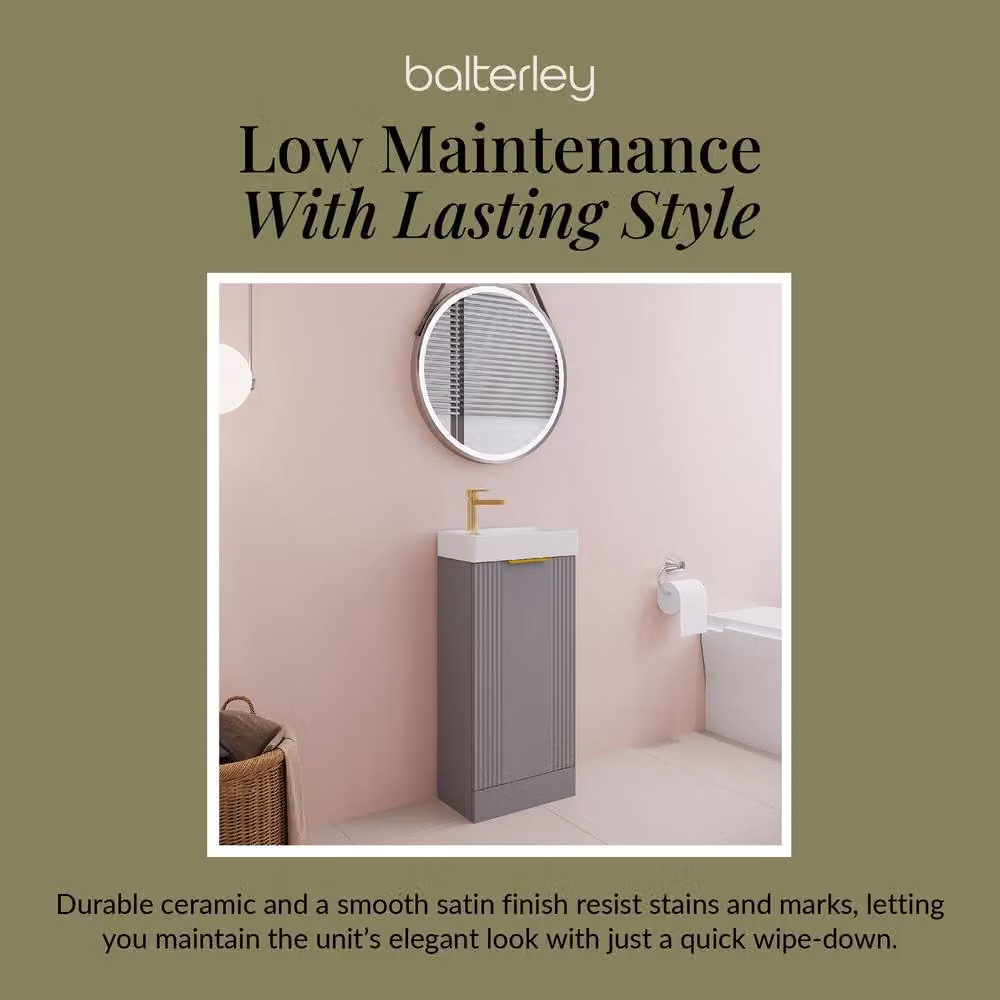 Balterley Grey Freestanding Retro Bathroom Vanity Unit with Gold Soft Close Doors W/D/H: 40 x 40 x 40 cm – 3