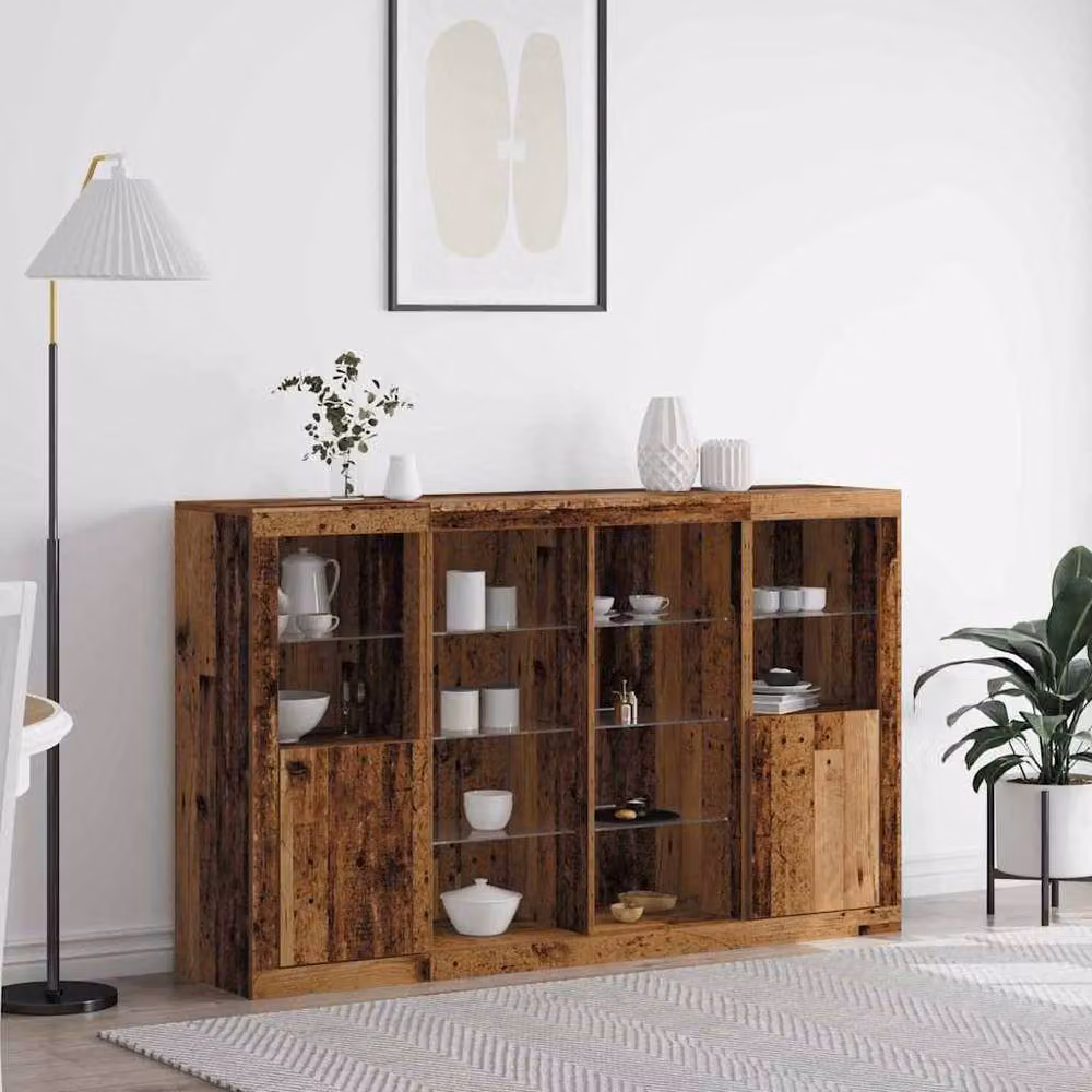 Berkfield Home Rustic Brown Sideboard with Integrated LED Lights, W/D/H: 163 x 37 x 100 cm – 2