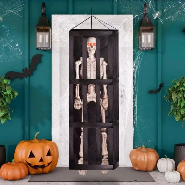Garden Greatness Multicolour Hanging Skeleton Cage with Sound and Motion for Halloween Parties – 1
