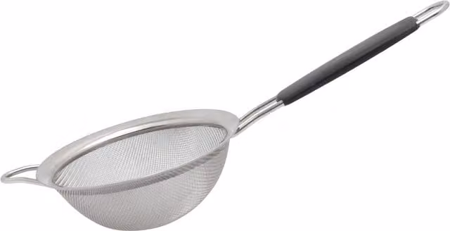 Buckingham Fine Mesh Stainless Steel Sieve Strainer with Black Handle, Silver and Chrome, 14 cm