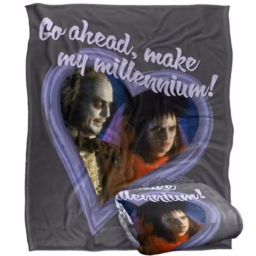 LOGOVISION Beetlejuice Valentine Make My Millennium Super Soft Silky Touch Fleece Throw Blanket, Multicolour, W: 152 cm, D: 127 cm – 1