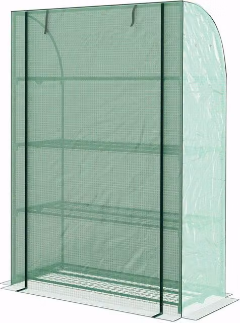 NESTLUNE Mini Green House with 4 Tier Shelves, Green, H 170 x W 120 x D 50 cm
