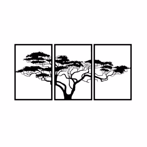 YOUR HOME RULEZ Black Metal African Tree Wall Art, W: 120 cm, H: 74 cm – 2