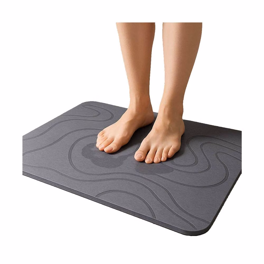 K Collection Premium Non-Slip and Quick-Drying Rectangular Bath Mat in Grey, W: 60 cm, D: 35 cm – 2
