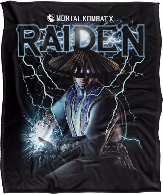 Warner Bros. Mortal Kombat Raiden Extra Large Silky Touch Super Soft Fluffy Polyester Throw Blanket in Multicolour and Black – 1