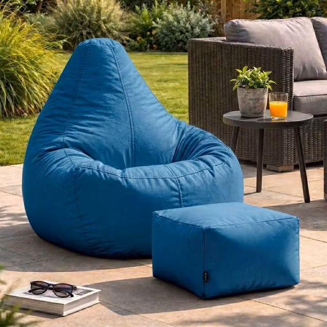 Bean Bag Bazaar icon Gaming Recliner Indoor and Outdoor Bean Bag with Footstool in Petrol Blue – 5