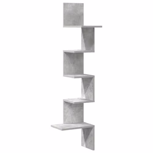 vidaXL Wall Mounted Corner Shelf in Concrete Grey, W/D/H: 32 x 32 x 127.5 cm – 1