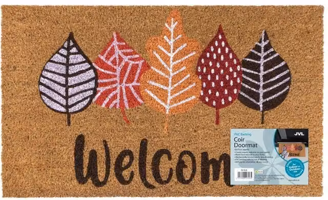 JVL Multicolour Floral Coir Doormat with PVC Backing, W: 45 cm, D: 75 cm